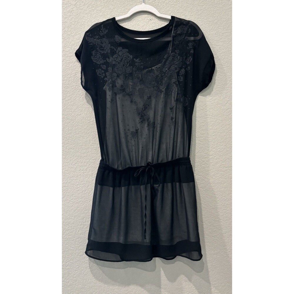 Cop Copine Jublains Rose Black Mini Dress Sheer Floral Embroidered Women’s Small